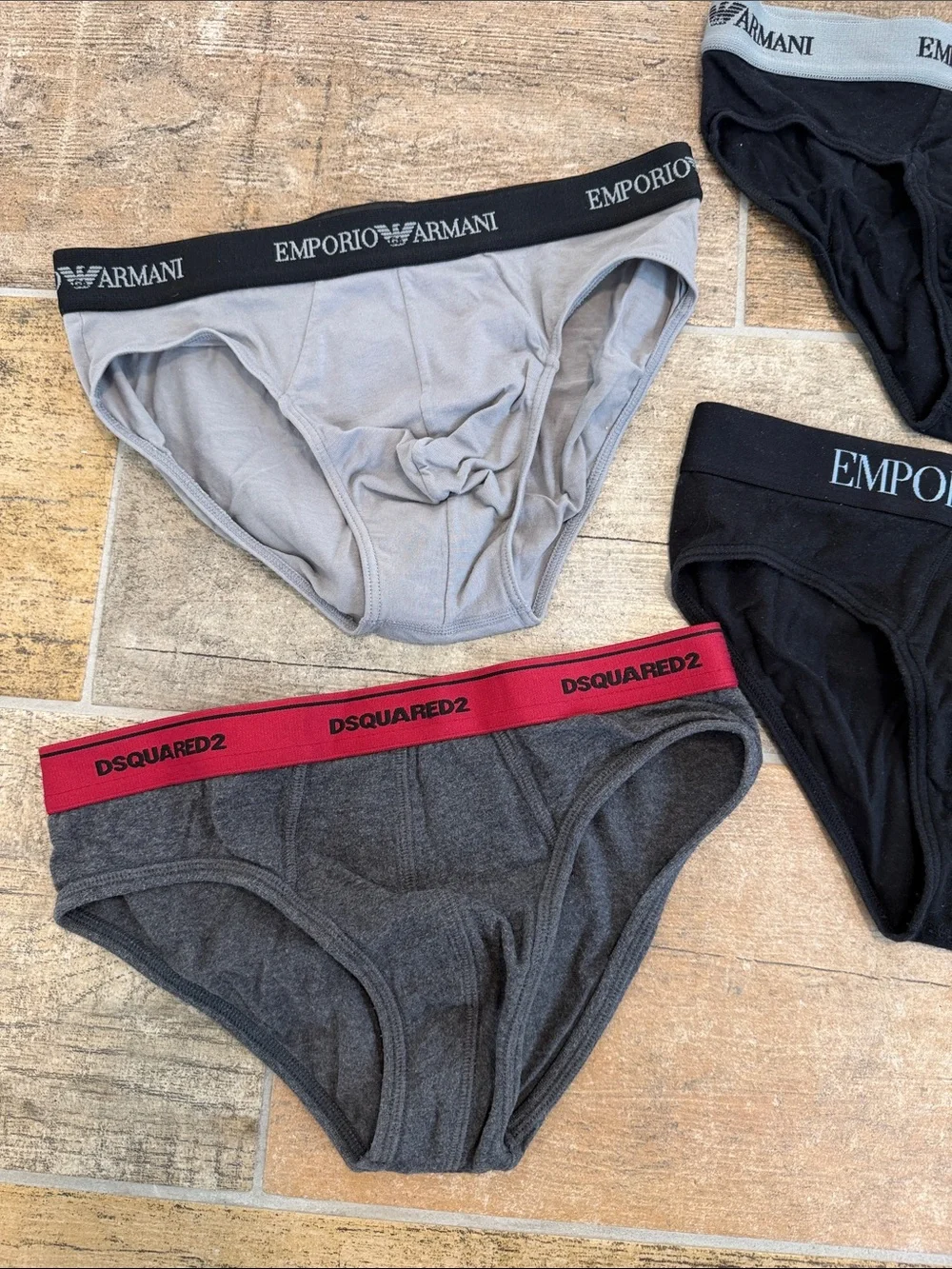Emporio Armani Men's Briefs Set  Black & Gray Set of 4 Small S